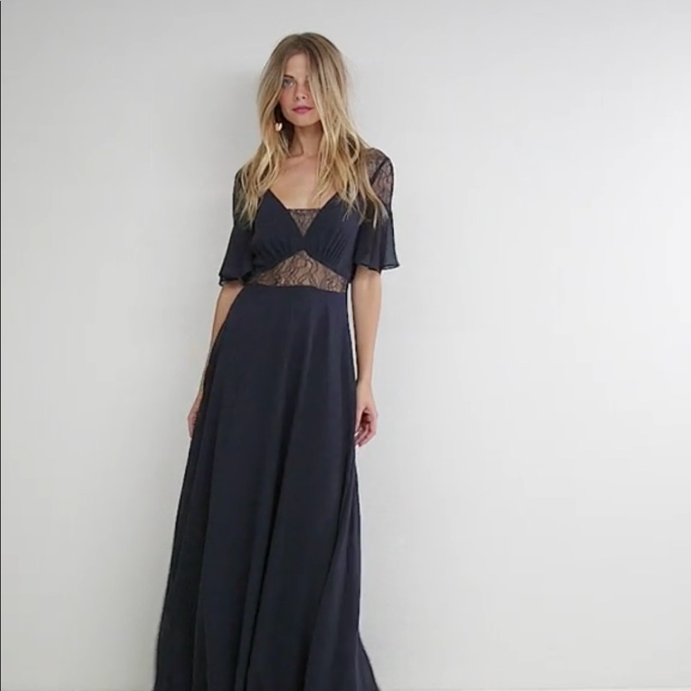 **ISO**ASOS Lace Insert Flutter Sleeve Maxi Dress